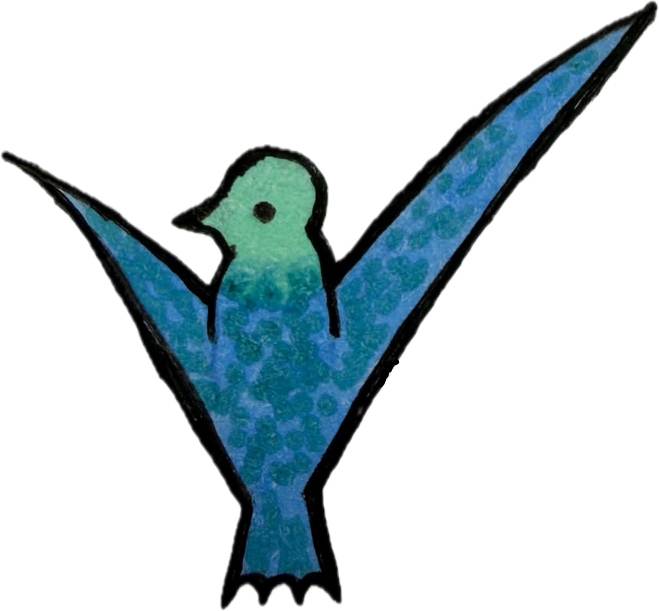 The ptaszek: a hand-drawn bird shaped like a checkmark